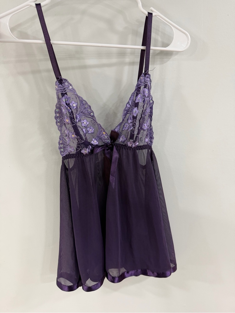 2-Piece Purple Lace-Trim Chemise Nightgown - Women's Intimates - Picture 5 of 6